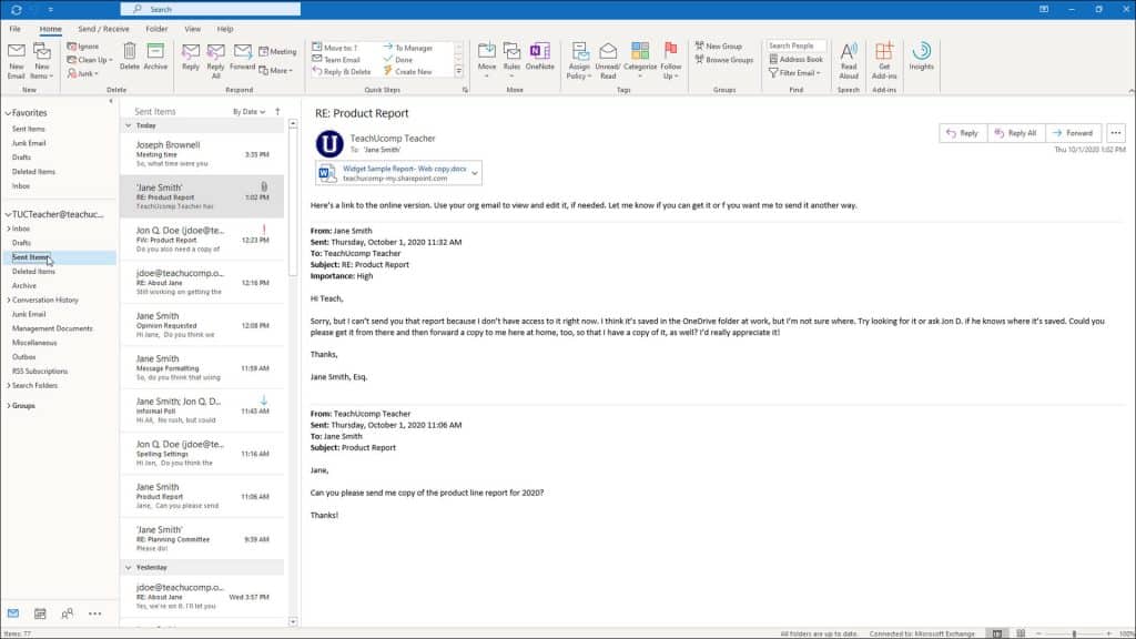 no sent mail in outlook